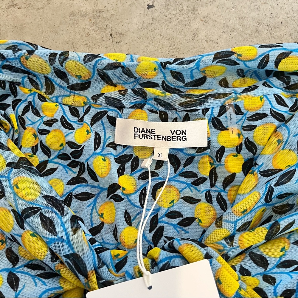Diane Von Furstenberg NWT Bloomington Bodysuit in Nectarine Medium Sky Blue - Picture 3 of 7
